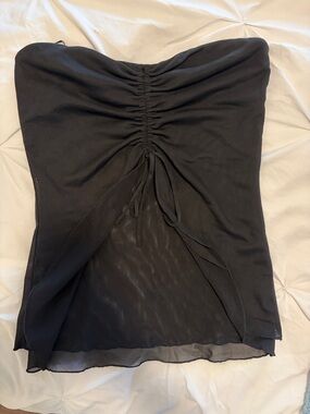 Garage Black Ruched Open Front Women's Tube Top
